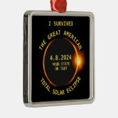 Ik overleefde totale zonsverduistering 4.8.2024 US Metalen Ornament (Rechts)