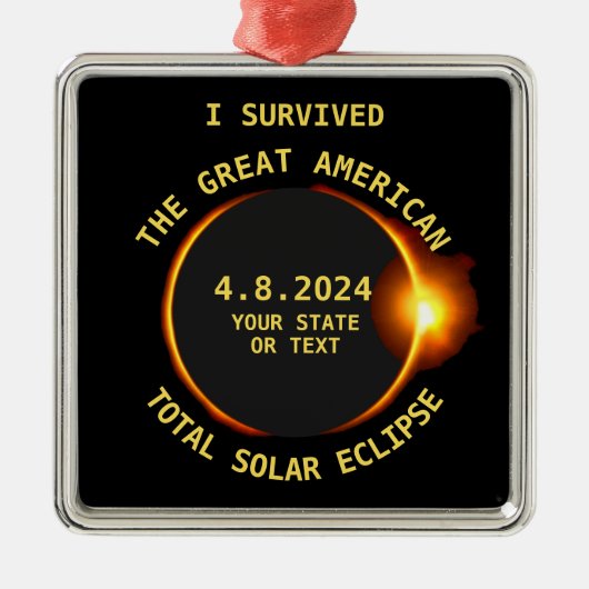 Ik overleefde totale zonsverduistering 4.8.2024 US Metalen Ornament (Voorkant)