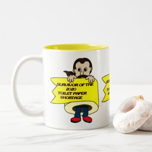 Ik overleefde tweekleurige koffiemok (Met donut)