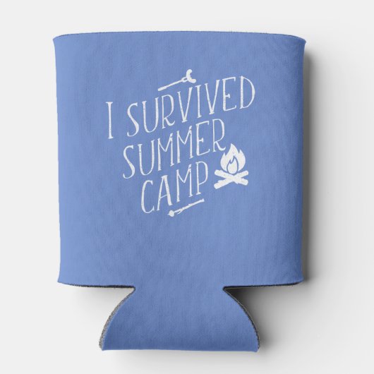 Ik overleefde zomerkamp grappig blauw camping cita blikjeskoeler (Achterkant)