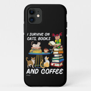IK OVERLEVEN OP KATTEN, BOEKEN EN KOFFIE grappige Case-Mate iPhone Case
