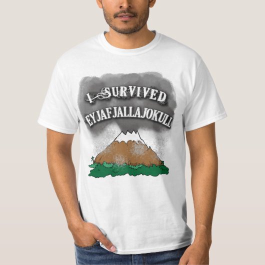 Ik overlevende Eyjafjallajokull Tshirts, Mokken, P T-shirt (Voorkant)