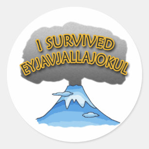 Ik overlevende Eyjafjallajokull Volcano Tshirt Ronde Sticker