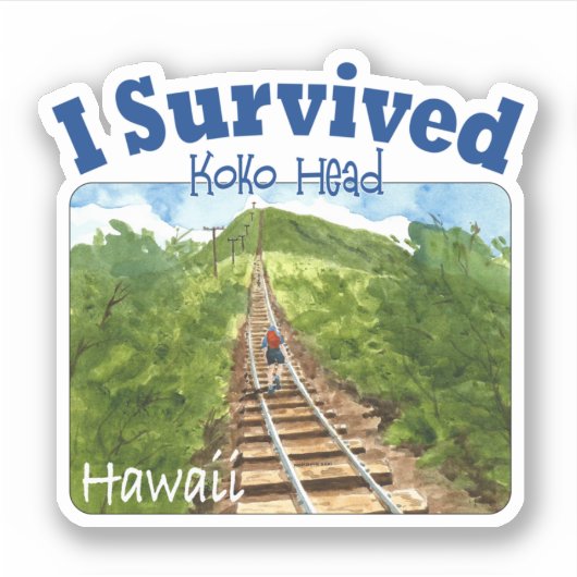 Ik overlevende Koko Head, Hawaii Sticker (Voorkant)