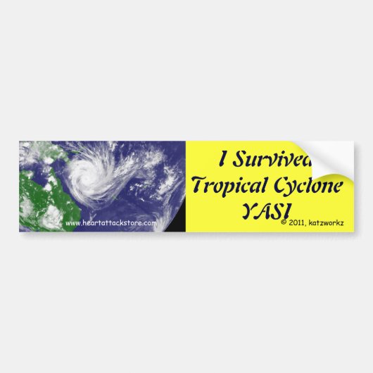 Ik overlevende tropische cycloon YASI Bumpersticker (Voorkant)
