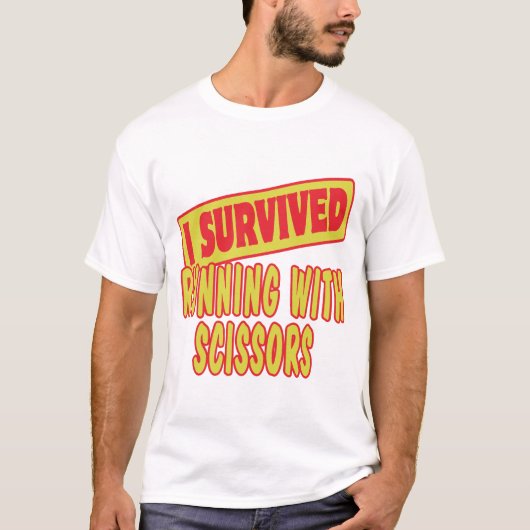 IK OVERVIESDE HET LOPEN MET SCISSOREN T-SHIRT (Voorkant)