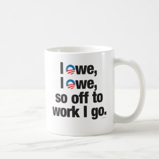 Ik Owe, ik Owe, dus ga ik naar het werk met de dri Koffiemok