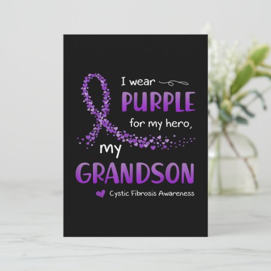 Ik Paars Kleinzoon Cystic Fibrose Bewustzijn Kaart (Staand voorkant)