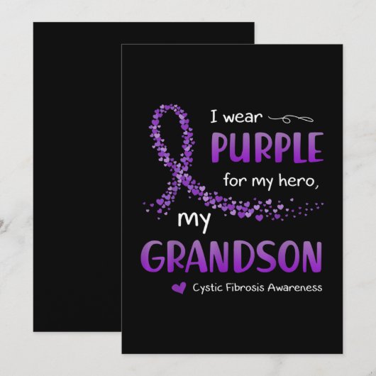 Ik Paars Kleinzoon Cystic Fibrose Bewustzijn Kaart (Voorkant / Achterkant)