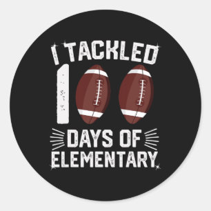 Ik pakte 100 dagen Elementary T - shirts Footbyll  Ronde Sticker