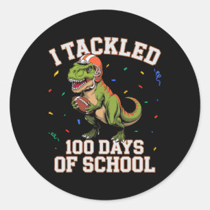 Ik pakte 100 dagen school aan Dino T-rex voet l ki Ronde Sticker