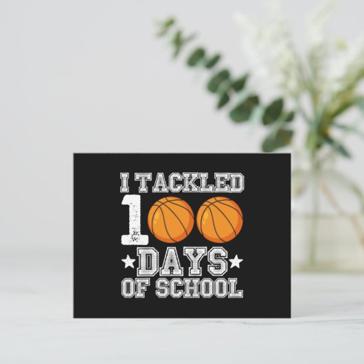 Ik pakte 100 dagen schoolbasketbal aan briefkaart (Staand voorkant)