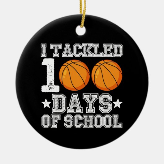 Ik pakte 100 dagen schoolbasketbal aan keramisch ornament (Voorkant)