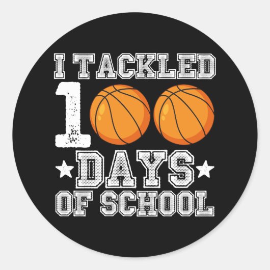 Ik pakte 100 dagen schoolbasketbal aan ronde sticker (Voorkant)
