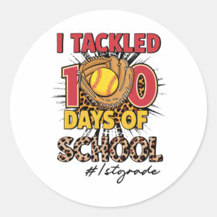 Ik pakte 100 dagen van 1e klas Softbyll Leopard K Ronde Sticker