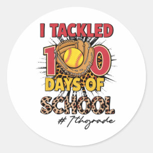 Ik pakte 100 dagen van 7e klas Softbyll Leopard K Ronde Sticker