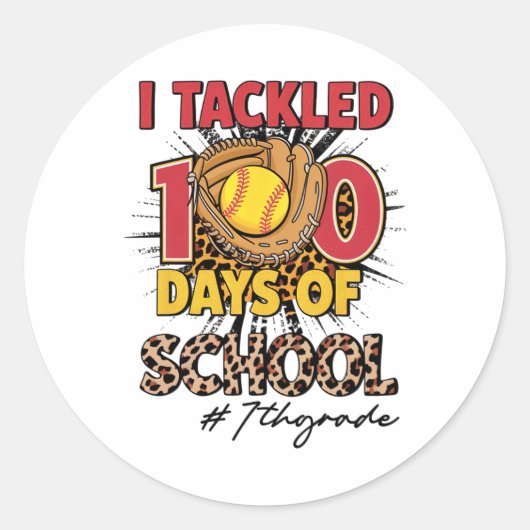 Ik pakte 100 dagen van 7e klas Softbyll Leopard K Ronde Sticker (Voorkant)