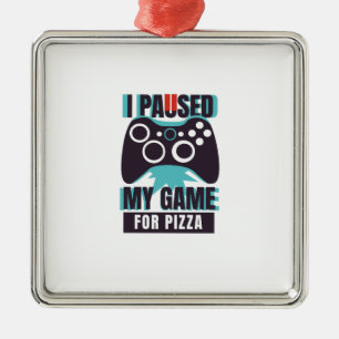 Ik pakte mijn spel voor pizza metalen ornament