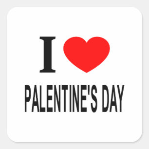 IK ❤️ PALENTINE'S DAG WAARD IK VAN PALENTINE'S DAG VIERKANTE STICKER