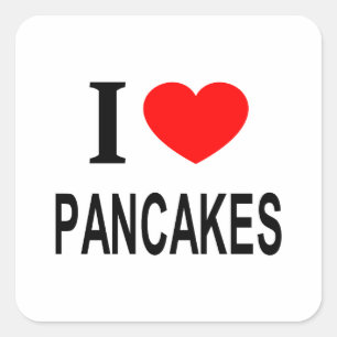 IK ❤️ PANCAKES WAARVAN IK VAN PANKEREN HOOR. VIERKANTE STICKER