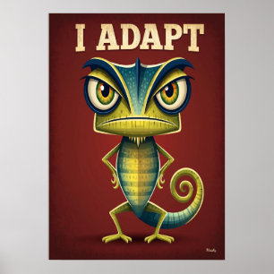 Ik Pas Me Aan Kameleon – Grappige Cartoon Karakter Poster