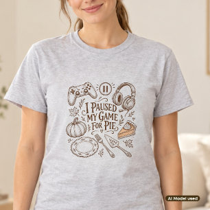 Ik Pauzeerde Mijn Game Voor Taart Vintage Thanksgi T-shirt