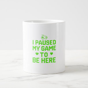 Ik pauzeerde mijn spel Neon Pixel Art Grote Koffiekop