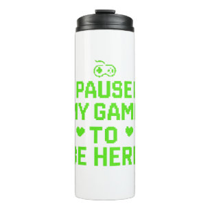 Ik pauzeerde mijn spel Neon Pixel Art Thermosbeker