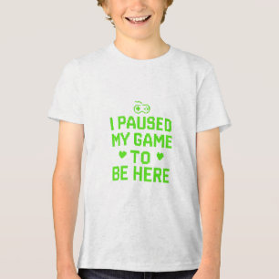Ik pauzeerde mijn spel Neon Pixel Art Tri-Blend Shirt
