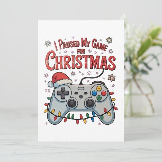 Ik pauzeerde mijn spel voor kerst gamer gaming Ker Feestdagenkaart (Staand voorkant)