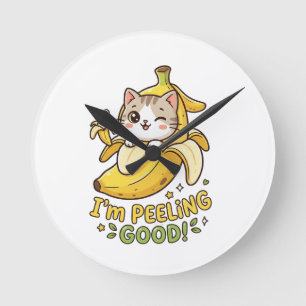 Ik Pel Goed - Grappige Kawaii Banaan Kat Woordspel Ronde Klok