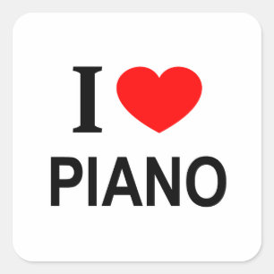 Ik ❤️ PIANO Ik HOU VAN PIANO Ik HART PIANO Vierkante Sticker