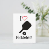 Ik ❤️ Pickleball in zwart, wit & rood Briefkaart (Staand voorkant)