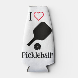 Ik ❤️ Pickleball in zwarte, witte en rode sticker. Flesjeskoeler