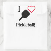 Ik ❤️ Pickleball! Vierkante Sticker (Tas)