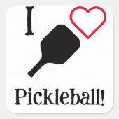 Ik ❤️ Pickleball! Vierkante Sticker (Voorkant)
