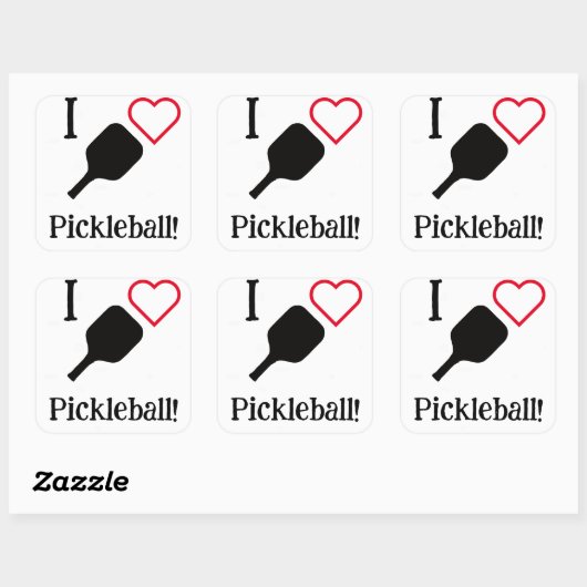 Ik ❤️ Pickleball! Vierkante Sticker (Vel)
