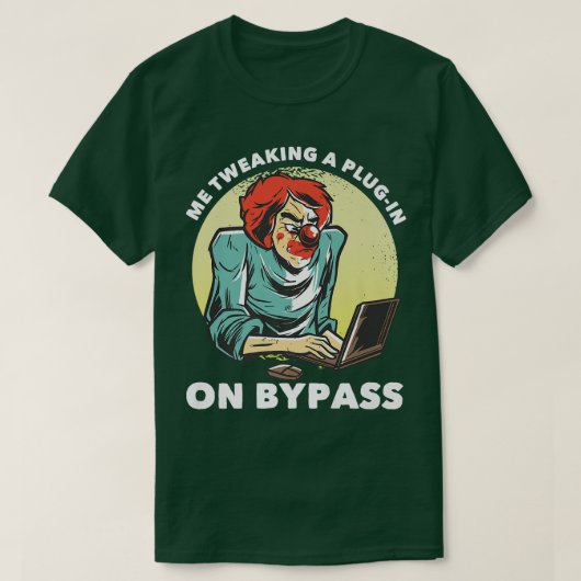 Ik pik een plug-in op bypassgrappige muziekproduct t-shirt (Design voorkant)