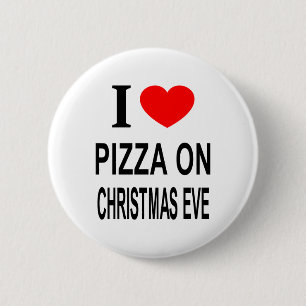 Ik ❤️ PIZZA OP KERSTAVOND IK HOU VAN PIZZA OP KERS Ronde Button 5,7 Cm
