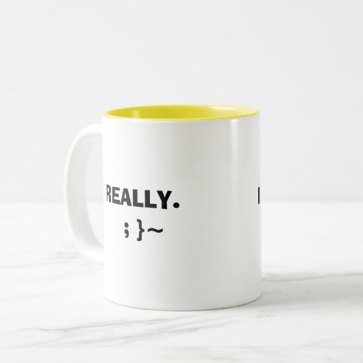 Ik plaag dit..., ECHT. ; }~ Tweekleurige Koffiemok (Voorkant links)