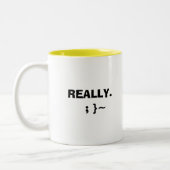 Ik plaag dit..., ECHT. ; }~ Tweekleurige Koffiemok (Links)