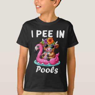 Ik plas in zwembaden Highlands Koe Grappige Grappe T-shirt