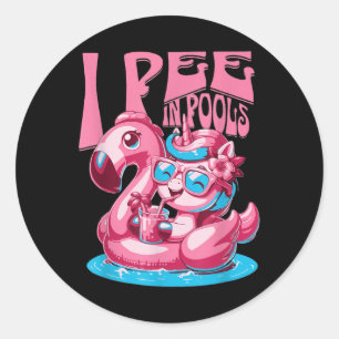 Ik plas in zwembaden Zwemmen grapje Leuke zomer zw Ronde Sticker