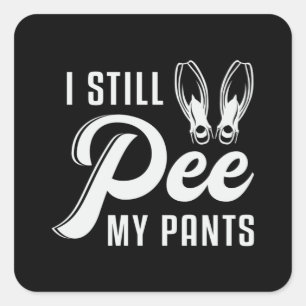 Ik plas nog steeds mijn broek duiken duiker oceaan vierkante sticker