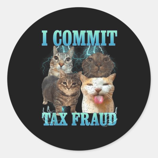 Ik Pleeg Belastingfraude Grappige Kat Meme Bootleg Ronde Sticker (Voorkant)