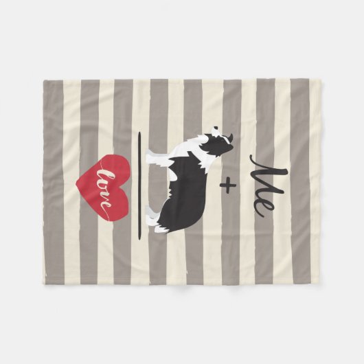 Ik plus border Collie equal Love Fleece Blanket (Voorkant (Horizontaal))