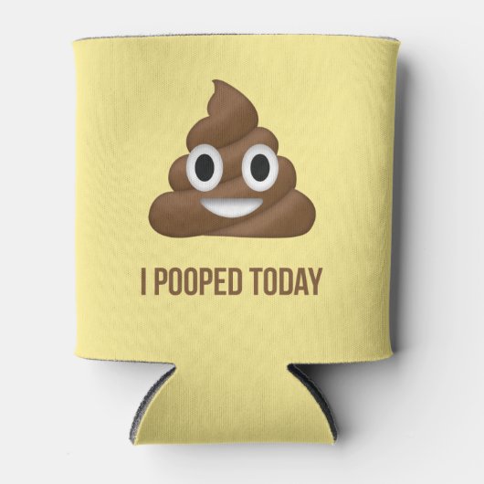Ik poepte vandaag grappige emoticon op geel blikjeskoeler (Voorkant)