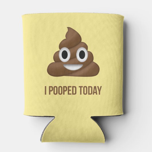 Ik poepte vandaag grappige emoticon op geel blikjeskoeler (Achterkant)
