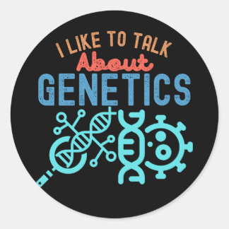 Ik praat graag over genetica, grappige genetica ronde sticker