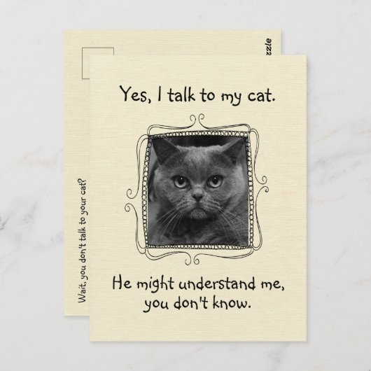 Ik praat met mijn kat | Funny Custom Briefkaart (Voorkant / Achterkant)